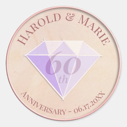 Elegant Wedding Diamond Gemstone Runder Aufkleber (Vorderseite)