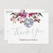 Elegant Wedding Disco Silver Danke Postcard Postkarte (Vorne/Hinten)