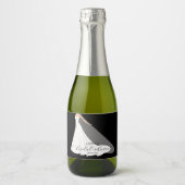 Elegant Wedding Dress Bridal Shower Black Mini Schaumweinetikett (Vorderseite)