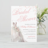 Elegant Wedding Dress Bridal Shower Einladung (Stehend Vorderseite)