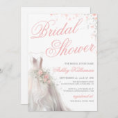 Elegant Wedding Dress Bridal Shower Einladung (Vorne/Hinten)