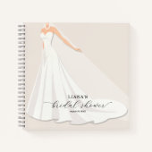 Elegant Wedding Dress Bridal Shower Guest Book Notizblock (Vorderseite)