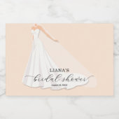 Elegant Wedding Dress Bridal Shower Peach Mini Schaumweinetikett (Einzelnes Label)