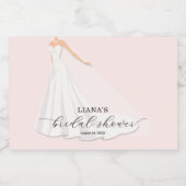Elegant Wedding Dress Bridal Shower Pink Mini Schaumweinetikett (Einzelnes Label)
