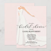 Elegant Wedding Dress Pink Bridal Shower Einladung (Vorne/Hinten)