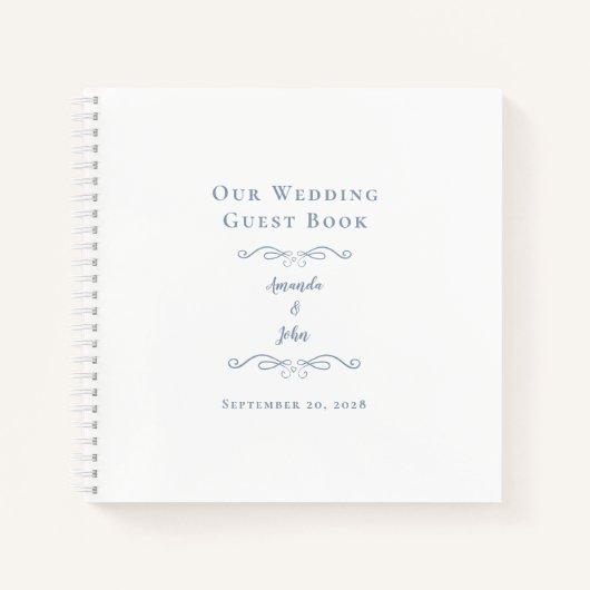 Elegant Wedding Dusty Blue Chic Budget Gästebuch Notizblock (Vorderseite)