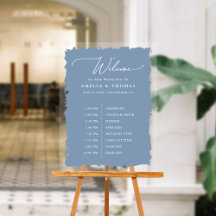 Elegant Wedding Dusty Blue Willkommen und Timeline