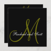 Elegant Wedding Einladungen Monogram Names Black (Vorne/Hinten)