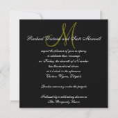Elegant Wedding Einladungen Monogram Names Black (Rückseite)