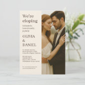 Elegant Wedding Elopement Minimalist Photo  Einladung (Stehend Vorderseite)