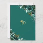 Elegant Wedding Emerald Green Floral Butterflies Einladung (Rückseite)