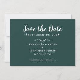 Elegant Wedding Emerald Green Romantic Calligraphy Save The Date