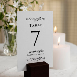 Elegant Wedding Empfang Calligraphy Schwarz-weiß Tischnummer