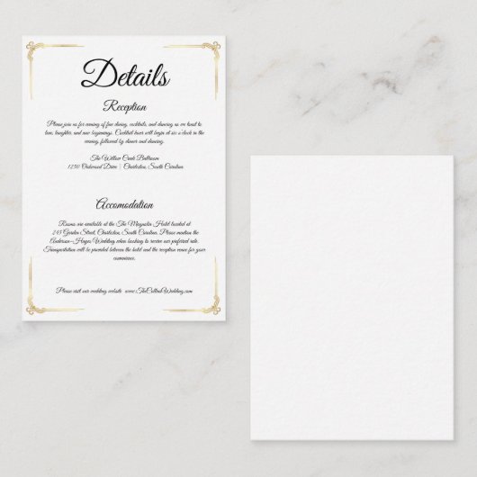Elegant Wedding Enclosure Card Gold Details Insert (Vorne/Hinten)