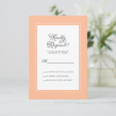 Elegant Wedding Enclosure Trendy Peach & White RSVP Karte (Stehend Vorderseite)