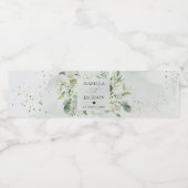 Elegant Wedding Eucalyptus Green Foliage Botanical Wasserflaschenetikett (Einzelnes Label)