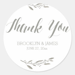 Elegant Wedding Favor Stickers Round Gray Floral