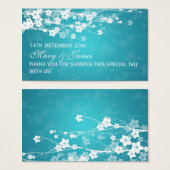 Elegant Wedding Favor Tag Cherry Blossom Blue (Vorne & Hinten)