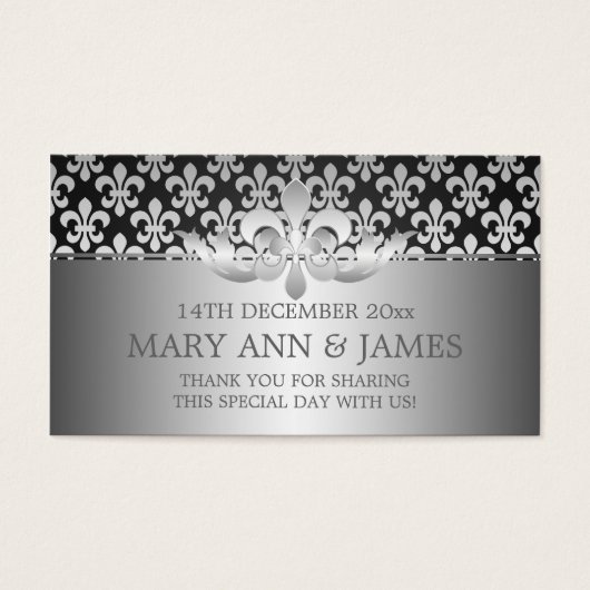 Elegant Wedding Favor Tag Lilie Black (Vorderseite)