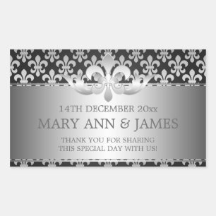 Elegant Wedding Favor Tag Lilie Black Rechteckiger Aufkleber