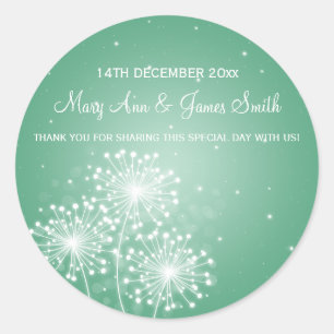 Elegant Wedding Favor Tag Sommer Sparkle Mint Runder Aufkleber