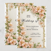 Elegant Wedding Flora Frame With Soft Pink Flowers Einladung (Vorne/Hinten)