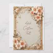 Elegant Wedding Flora Frame With Soft Pink Flowers Einladung (Rückseite)