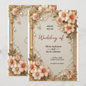Elegant Wedding Flora Frame With Soft Pink Flowers Einladung (Vorne/Hinten)