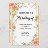 Elegant Wedding Flora Frame With Soft Pink Flowers Einladung (Vorne/Hinten)