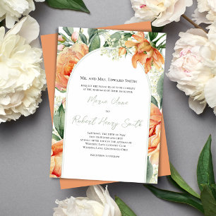 Elegant Wedding Floral Boho Arch Peach Einladung