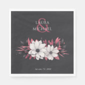 Elegant Wedding Floral Magenta Paper Napkin Serviette (Vorderseite)