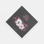Elegant Wedding Floral Magenta Paper Napkin Serviette (Ecke)