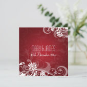 Elegant Wedding Floral Wirbel Red Einladung (Stehend Vorderseite)