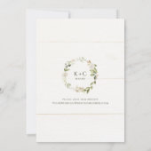 Elegant Wedding Foliage Greenerity Gold White Flor Einladung (Rückseite)