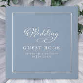 Elegant Wedding Foto Calligraphy Real Silver Gästebuch