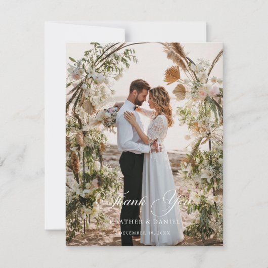 Elegant Wedding Foto Calligraphy Vielen Dank Dankeskarte (Vorderseite)