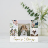 Elegant Wedding Foto Collage Danke Budget Postkarte (Stehend Vorderseite)