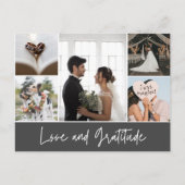 Elegant Wedding Foto Collage Vielen Dank Postkarte (Vorderseite)