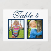 Elegant Wedding Foto Navy Blue Tischnummer (Vorderseite)
