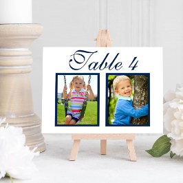 Elegant Wedding Foto Navy Blue Tischnummer