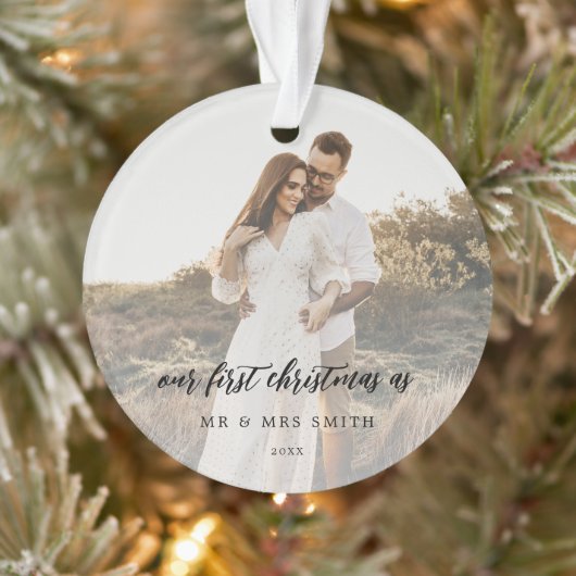Elegant Wedding Foto Newlyweds Ornament (Baum)