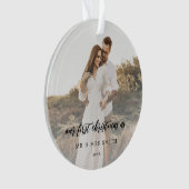 Elegant Wedding Foto Newlyweds Ornament (Vorderseite)