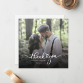 Elegant Wedding Foto Script Vielen Dank Mitteilungskarte (Vorderseite/Rückseite Beispiel)