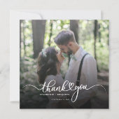 Elegant Wedding Foto Script Vielen Dank Mitteilungskarte (Vorderseite)