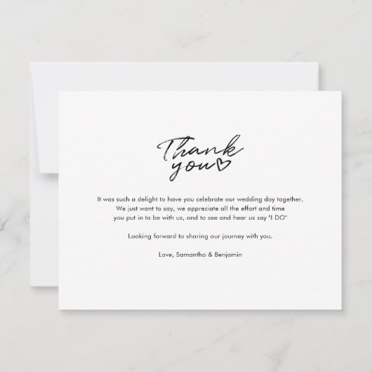 Elegant Wedding Foto Script Vielen Dank Mitteilungskarte (Rückseite)