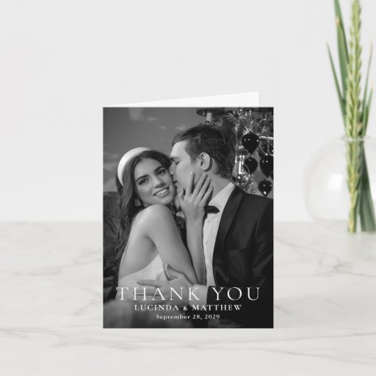 Elegant Wedding Foto Vielen Dank Dankeskarte (Vorderseite)