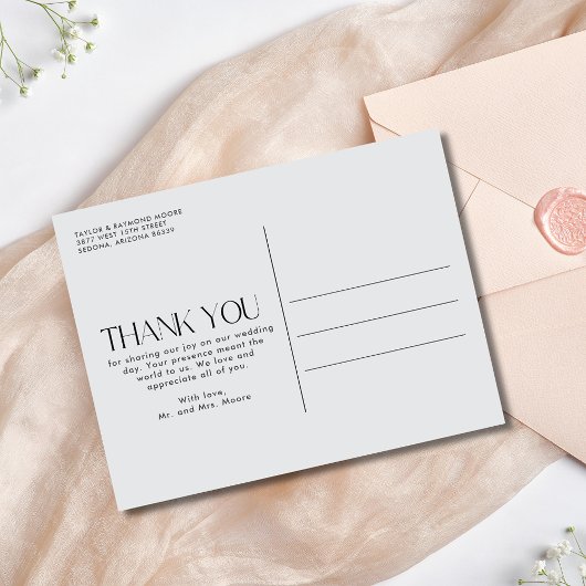 Elegant Wedding Foto Vielen Dank Postkarte