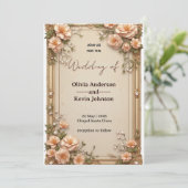 Elegant Wedding Frame With Soft Pink Flowers Einladung (Stehend Vorderseite)