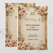 Elegant Wedding Frame With Soft Pink Flowers Einladung (Vorne/Hinten)