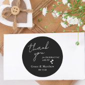 Elegant Wedding Gevor Vielen Dank Black & White Runder Aufkleber